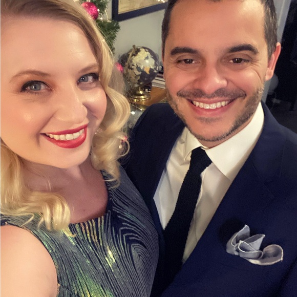 O-Neck, Navy sequined party dress, Evening dress - Picture 6 of 7